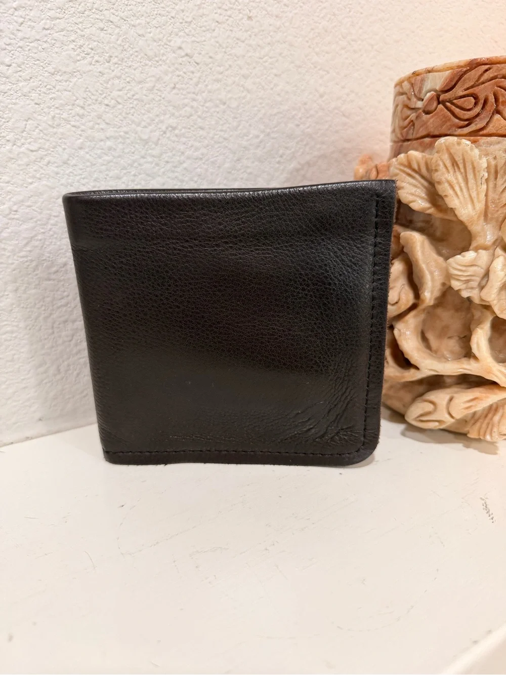 Vintage Buffalo Leather Wallet Bifold Brown Embossed Logo Western Style